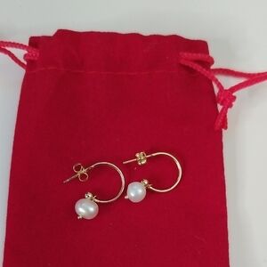 Vermeil Gold Hoops With Faux Pearls